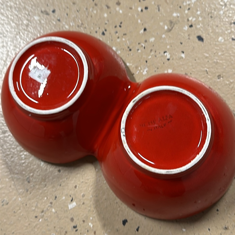 Cer Alfa Italian Double Attached Dip/Serving Bowls - Picture 3 of 7